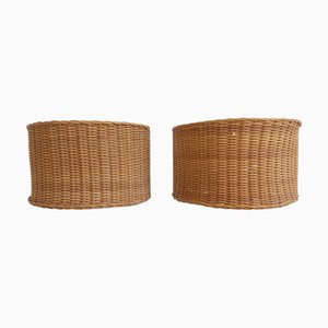 Mid-Century Wandleuchten aus Korbgeflecht an der französischen Riviera, Spanien, 1950er, 2er Set