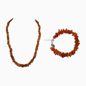 Vintage Baltic Amber Necklace and Bracelet, Set of 2