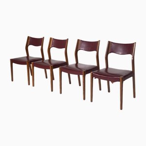 Chaises Vintage en Cuir Bordeaux, Italie, 1950, Set de 4