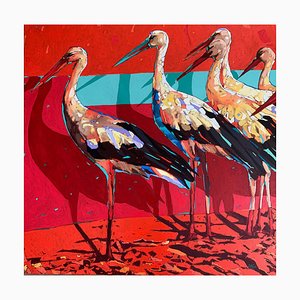 Rafal Gadowski, Storks, 2025, Oil on Canvas