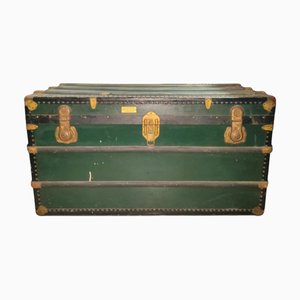 Antike Truhe mit Einsätzen aus Messing & Metall, 1960er
