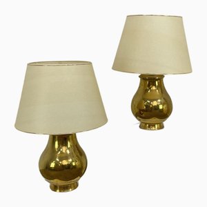 Large Brass Lamps, 1970s, Set of 2