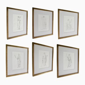 Figure romane, inizio XIX secolo, incisioni, con cornice, set di 6
