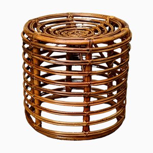 Tabouret Cylindrique en Rotin par Tito Agnoli, 1960s