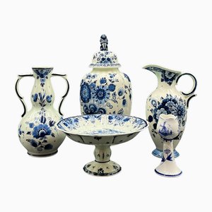 Jarrón Royal holandés en azul de Delft, años 60. Juego de 5