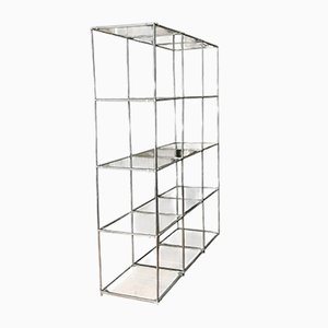 Mid-Century Space Age Display Shelving in Chrome-Plated Metal and Glass Eyeball