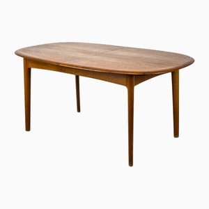 Danish Teak Oval Dining Table with Extension, 1960s