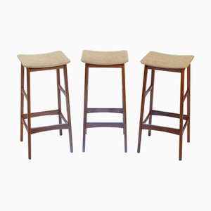 Danish Teak Barstools by Eric Buch for Dyrlund, 1960s, Set of 3