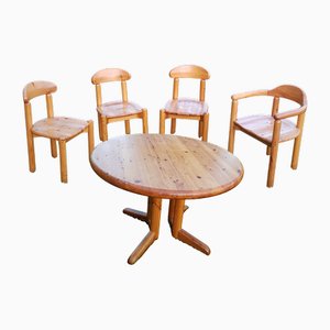 Dining Table with Chairs in Pine by R. Daumiller, Set of 5