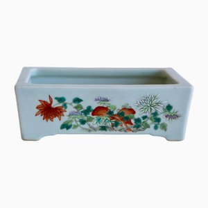 Hand-Crafted and Painted in Relief Porcelain Bonsai Planter Pot, 1920s