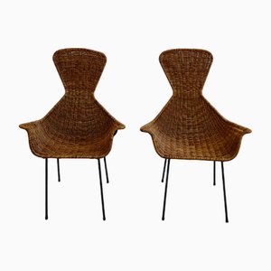 Wicker Chairs, 1960s, Set of 2