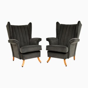 Fauteuils Vintage en Velours, Italie, 1960s, Set de 2