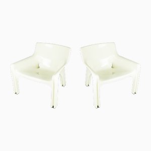 White Plastic Vicario Armchairs by Vico Magistretti for Artemide, 1971, Set of 2