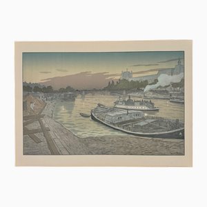Henri Rivière, Le Pont des Saints-Pères et Le Louvre, Lithographie