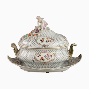 Tureen with Plate in Porcelain from Meissen, Set of 2