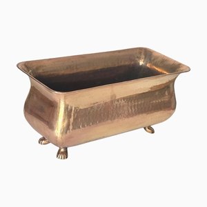 Italian Polished Brass Champagne Cooler with Lion Paw Feet, 1950s