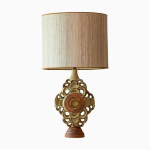 Large Ceramic Table Lamp attributed to B. Rooke with Lampshade attributed to R. Houben, 1970s