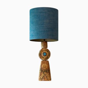 Ceramic Table Lamp attributed to B. Rooke with Lampshade attributed to R. Houben, 1970s