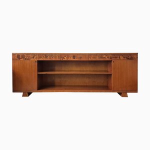 Swedish Modern Low Arabian Nights Bookcase Sideboard with Intarsia by Erik Mattson and Sven Ekholm for Mjölby, 1930s-1940s