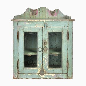 Wooden Display Case with Blue Patina