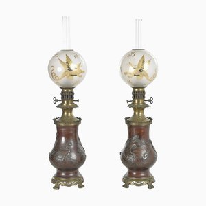 Napoleon III Oil Lamps, Set of 2