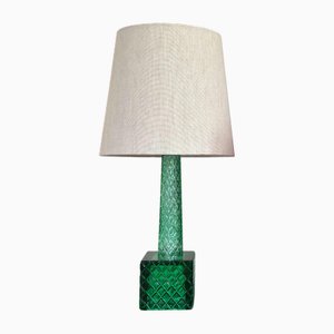Lampada da tavolo Mid-Century moderna in vetro verde, anni '60