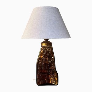 Lampada da tavolo Mid-Century moderna in vetro ambrato, anni '60
