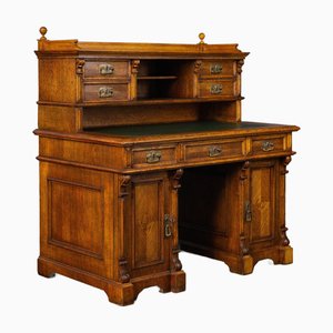 Antique Wilhelminian Oak Secretaire Desk