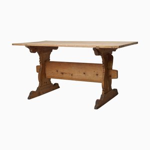 Scrivania antica fatta a mano in legno di pino della Svezia settentrionale