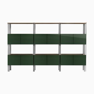 Bibliothèque Flexor en Bois et Métal Vert par Gio Ponti