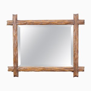 Miroir Forêt-Noire avec Cadre Rustique Sculpté, 1900s
