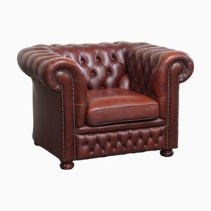 English Cow Leather Chesterfield Armchair from Springvale
