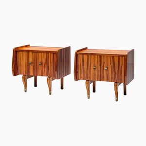 Nachttische aus Zebraholz & Messing, Frankreich, 1960er, 2er Set