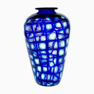 Square Cobalt Murano Glass Vase, 1980s