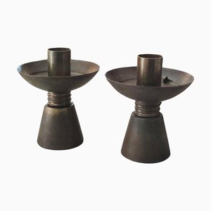 Bougeoirs Art Déco en Laiton, Italie, 1930s, Set de 2