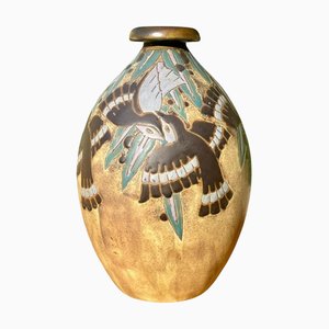 Stoneware Vase with Swallows from Boch Keramis