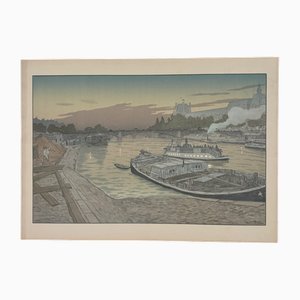 Henri Rivière, Le Pont des Saints-Pères et le Louvre, Lithographie