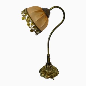 Tischlampe aus Bronze & Seide von Le Dauphin, 1976