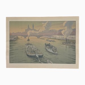 Henri Rivière, Paysages Parisiens, Le Trocadéro, Lithographie