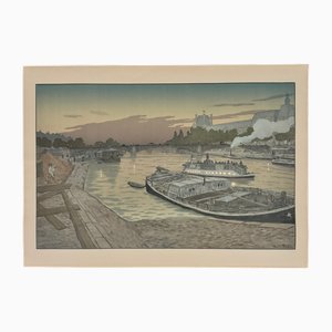 Henri Rivière, Le Pont des Saints-Pères et le Louvre, Lithographie
