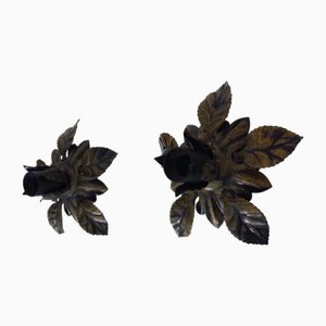 Golden Foliage Wall Lights, Italy, 1980s, Set of 2