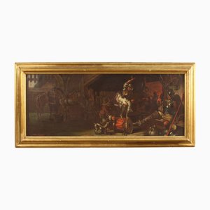 Mattia Traverso, Scena popolare, XX secolo, Olio su tela, Con cornice