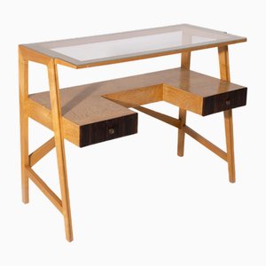 Mid-Century Modern Italian Grissinatura Center Desk, 1950s