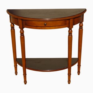 Half-Moon Console with Drawer in Cherry Wood, 1980s