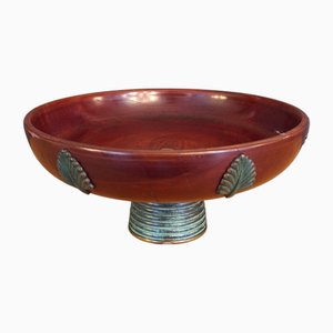 Centerpiece Bowl in Wood and Bronze, Italy, 1930s