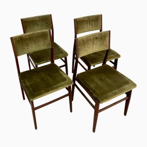 Chaises de Salle à Manger en Velours Vert par Eugenio Quarti et Paolo Buffa, Italie, 1950s, Set de 4