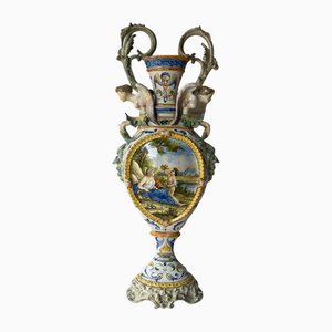 Anfora in ceramica maiolica, XIX secolo