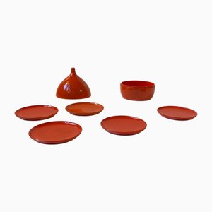 Scandinavian Modern Orange Drink Coasters by Laurids Lønborg, 1960s, Set of 6