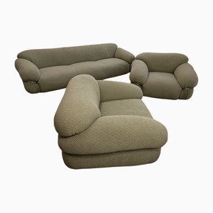 Sofá y butacas Sesann de Gianfranco Frattini para Cassina, 1970. Juego de 3