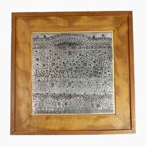 Lino Tinè, Italian Modernist Sculpture Panel, 1972, Metal & Wood